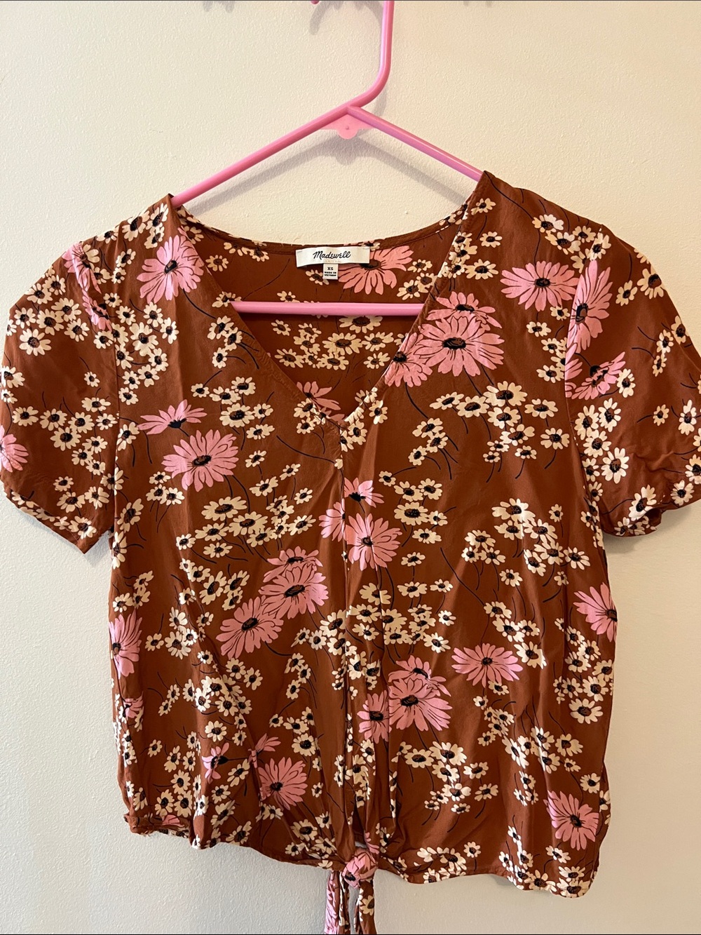 Burnt orange madewell floral daisy blouse size xs